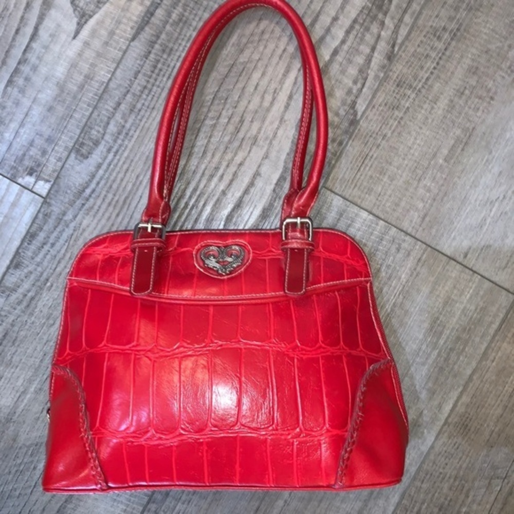Maggie Barnes red faux leather croc Shoulder bag